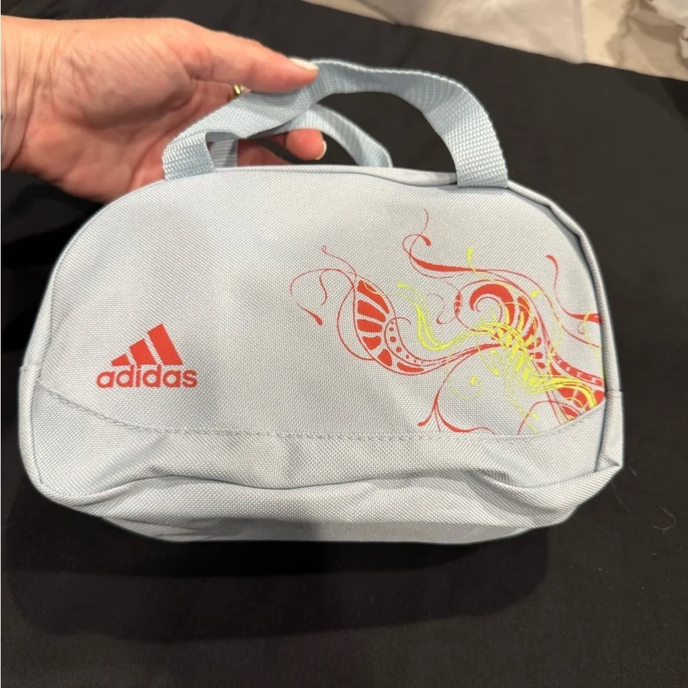 Adidas Light Blue Cosmetic Bag with Red Logo